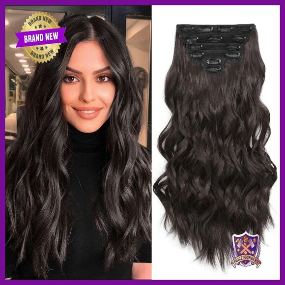 20-Inch Synthetic Clip-In Hair Extensions, 6-Piece Set, Heat-Friendly main image 7